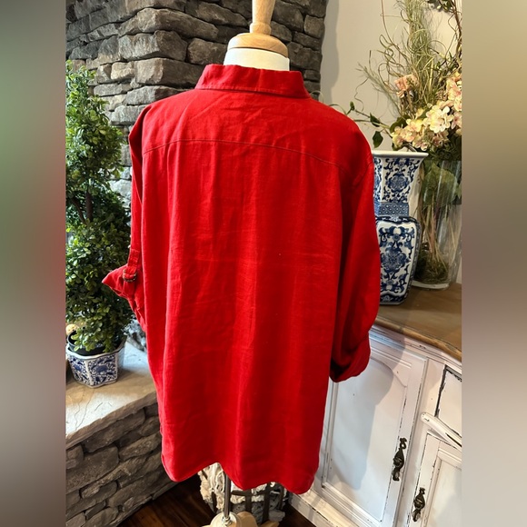 Lauren Ralph Lauren 100% Linen size 2XL ladies button down roll up sleeve shirt - Picture 4 of 6